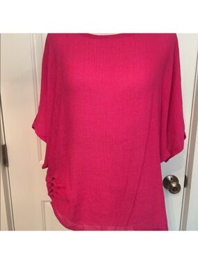 GAYA BARBIE CORE TOP TUNIC BLOUSE PINK ASYMMETRICAL HEM BOXY SIZE XS